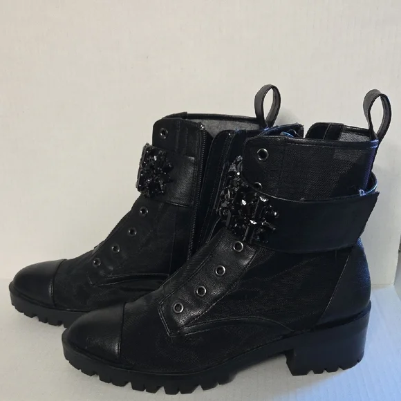 Karl Lagerfeld Black Embellished Combat Boots MAKE ME AN OFFER - Picture 2 of 4